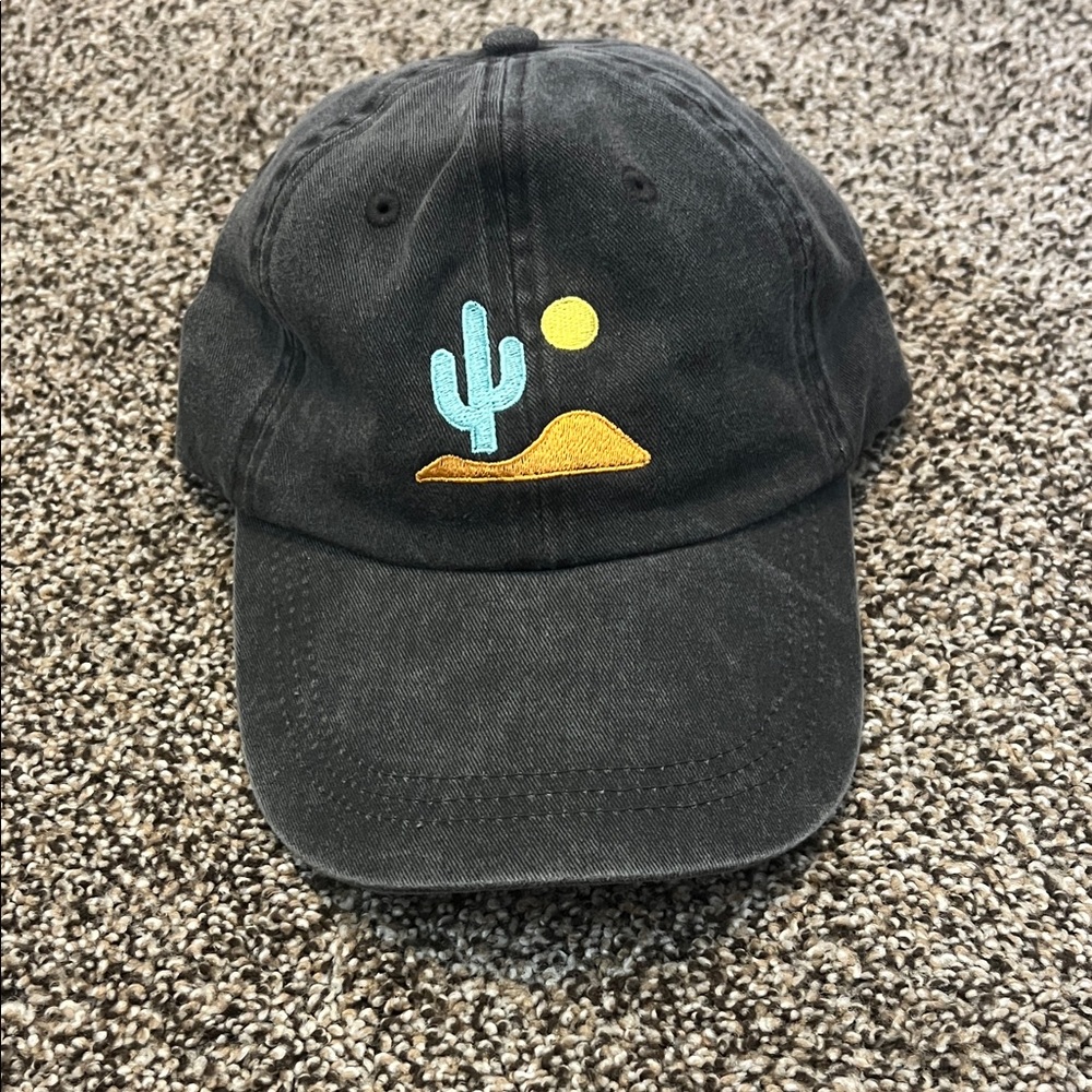 Black Womens Cap with Cactus Embroidery
